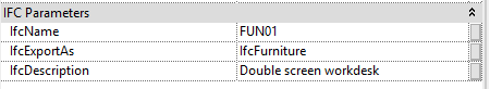 An example of IFC parameters in Revit