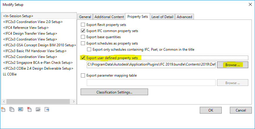 Setting up psets in Revit